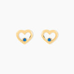 Boucles D'oreilles Puces Martella Or Jaune Saphir - Clous d'oreilles Femme | Histoire d&rsquo;Or