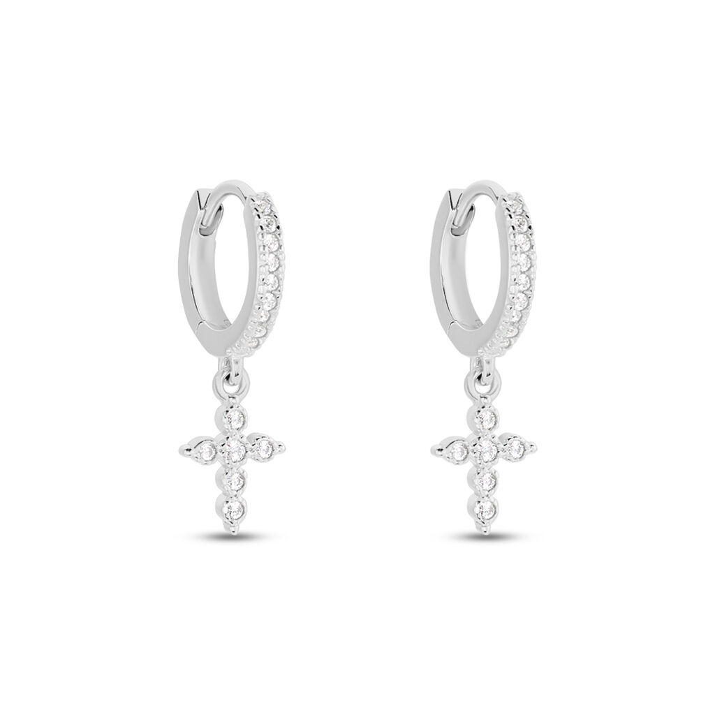 Créoles Ysee Argent Blanc Oxyde De Zirconium - Boucles d'oreilles créoles Femme | Histoire d’Or