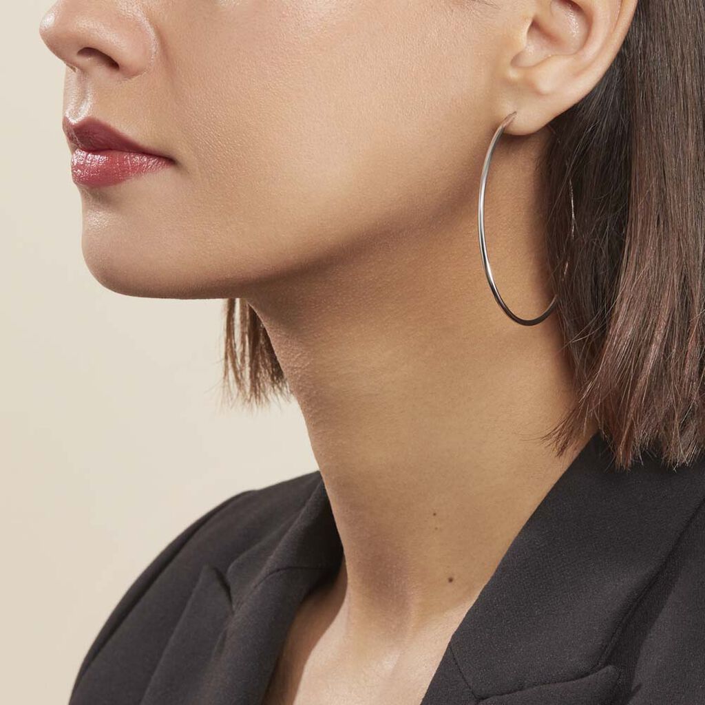Créoles Argent Blanc Olympia - Boucles d'oreilles créoles Femme | Histoire d’Or