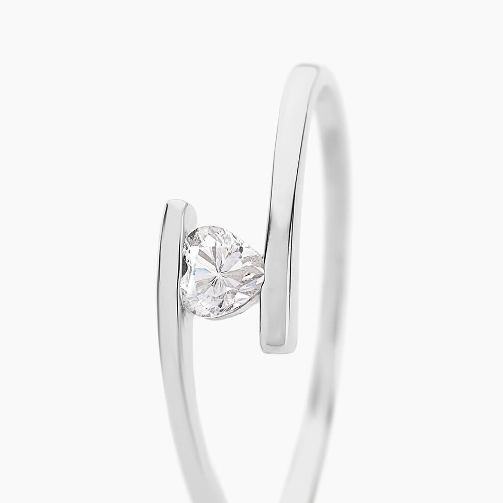 Bague Solitaire Moera Or Blanc Oxyde De Zirconium - Bagues solitaires Femme | Histoire d&rsquo;Or