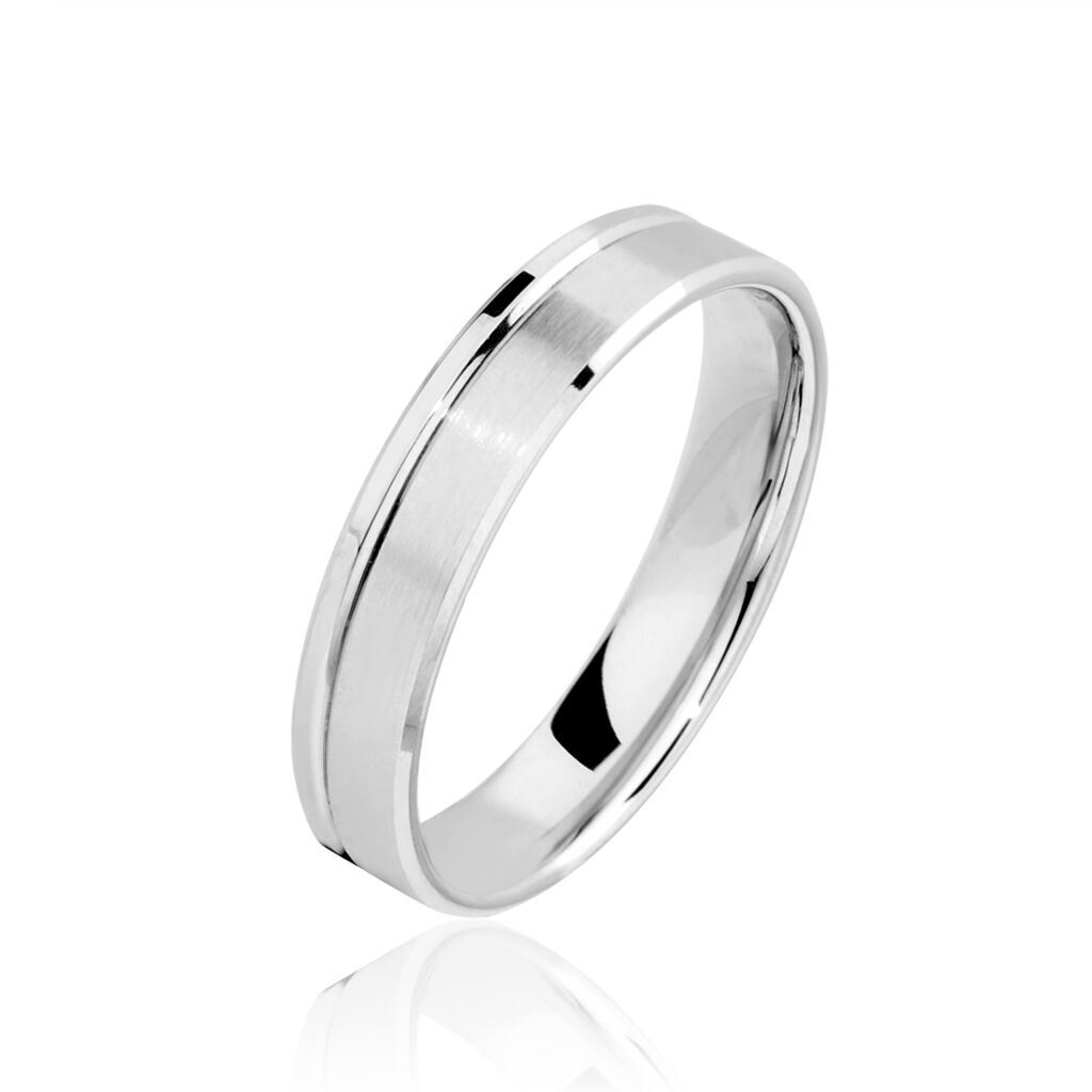 Alliance Polie Brossee Ruban Plat Or Blanc - Alliances Unisex | Histoire d’Or