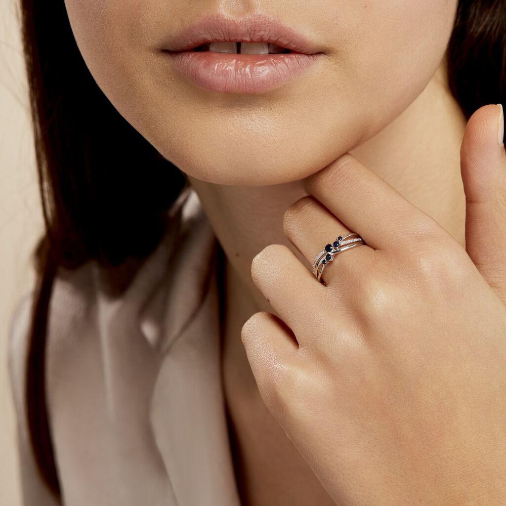 Bague Amarylis Or Blanc Saphir Diamant - Bagues avec pierre Femme | Histoire d’Or