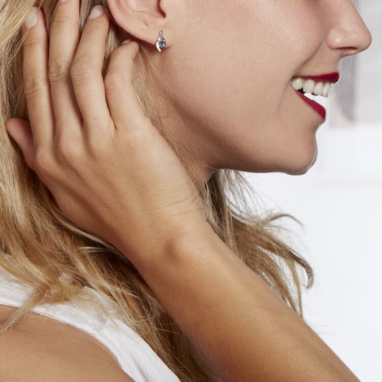 Boucles D'oreilles Créoles En Topaze Bleue – Fermoir à Clip – Cuivre – Diamètre 22 Mm – Neuf Sans Emballage