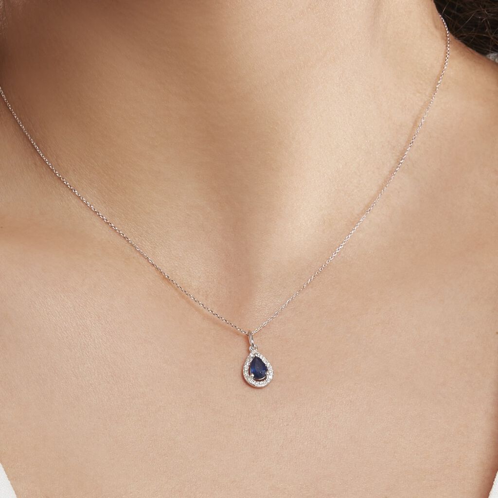 Collier Dorthy Or Blanc Saphir Et Diamant - Colliers Femme | Histoire d’Or