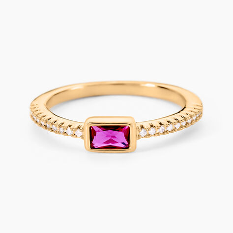 Bague Plaqué Or Jaune Calvina Pierre Synthétique - Bagues avec pierre Femme | Histoire d’Or