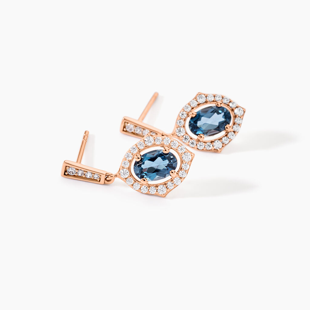 Boucles D'oreilles Pendantes Janna Or Rose Topaze Et Oxyde - Boucles d'oreilles pendantes Femme | Histoire d&rsquo;Or
