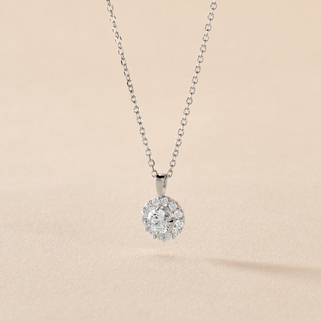 Collier Princess Argent Blanc Oxyde De Zirconium - Colliers fantaisie Femme | Histoire d&rsquo;Or