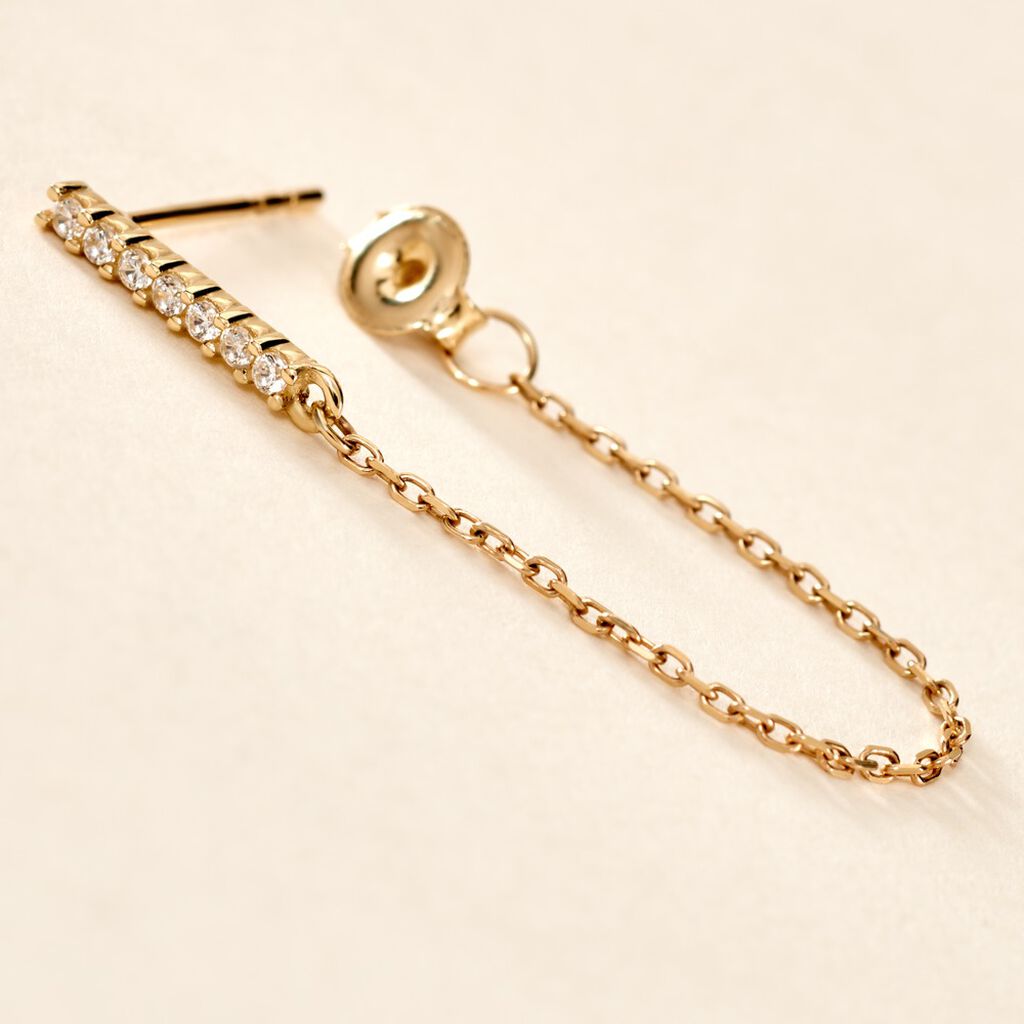 Boucle D'oreille Unitaire Barbra Or Jaune Oxyde De Zirconium - Piercings d'oreilles Femme | Histoire d&rsquo;Or