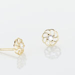 Boucles D'oreilles Puces Eleanor Fleur Or Jaune Oxyde De Zirconium - Clous d'oreilles Famille | Histoire d&rsquo;Or
