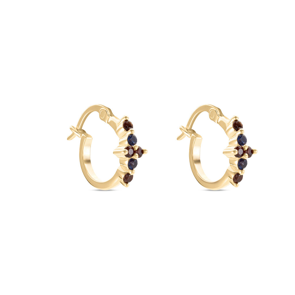 Cr&eacute;oles C&eacute;ph&eacute;e Plaqu&eacute; Or Dor&eacute; Pierres De Synth&egrave;ses - Boucles d'oreilles cr&eacute;oles Femme | Histoire d&rsquo;Or