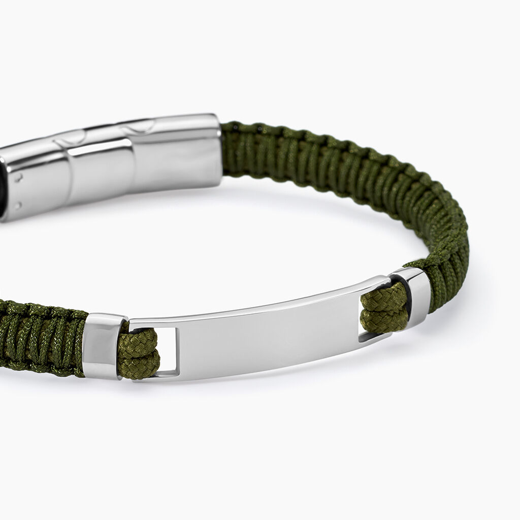 Bracelet Identit&eacute; Jourdan Dikeledi Acier Argent&eacute; - Bracelets cordon Homme | Histoire d&rsquo;Or