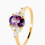 Bague Anaid Or Jaune Amethyste Et Oxyde De Zirconium - Bagues solitaires Femme | Histoire d&rsquo;Or