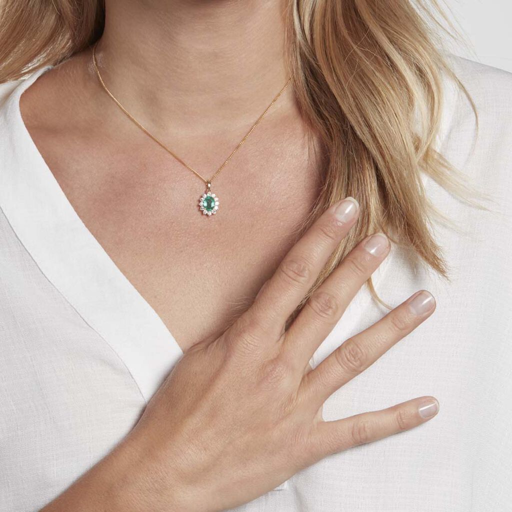 Pendentif Or Jaune Emeraude Diamants - Pendentifs Femme | Histoire d’Or