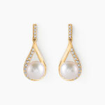 Boucles D'oreilles Pendantes Helin Or Jaune Perle De Culture Et Oxyde - Boucles d'oreilles pendantes Femme | Histoire d&rsquo;Or