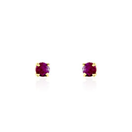 Boucles D'oreilles Puces Elea Serti Griffe Or Jaune Rubis - Clous d'oreilles Femme | Histoire d’Or