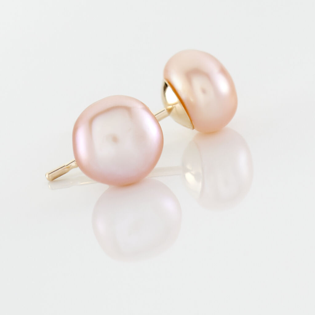 Boucles D'oreilles Puces Ursulina Or Jaune Perle De Culture - Clous d'oreilles Femme | Histoire d’Or