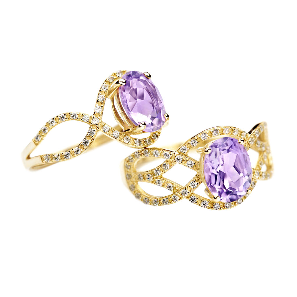 Bague Tina Or Jaune Amethyste Et Oxyde De Zirconium - Bagues solitaires Femme | Histoire d&rsquo;Or