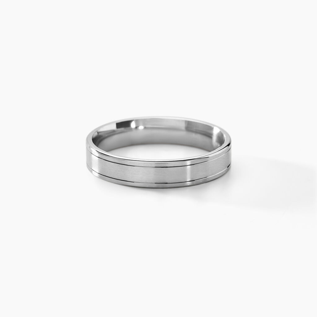 Alliance Mae-lou Ruban Plat Argent Blanc - Alliances Unisex | Histoire d’Or
