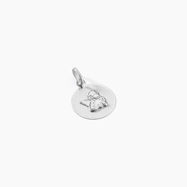 Pendentif Ange Rond Satine Or Blanc