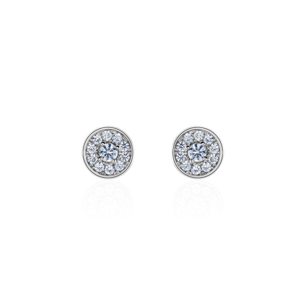 Boucles D'oreilles Puces Auxana Argent Blanc Oxyde De Zirconium - Boucles d'oreilles fantaisie Femme | Histoire d’Or