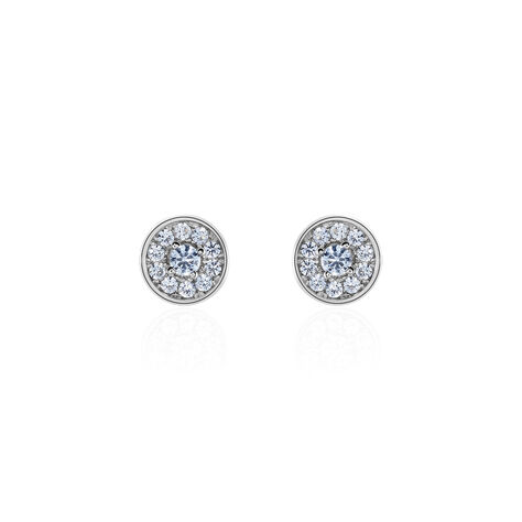 Boucles D'oreilles Puces Auxana Argent Blanc Oxyde De Zirconium - Boucles d'oreilles fantaisie Femme | Histoire d’Or