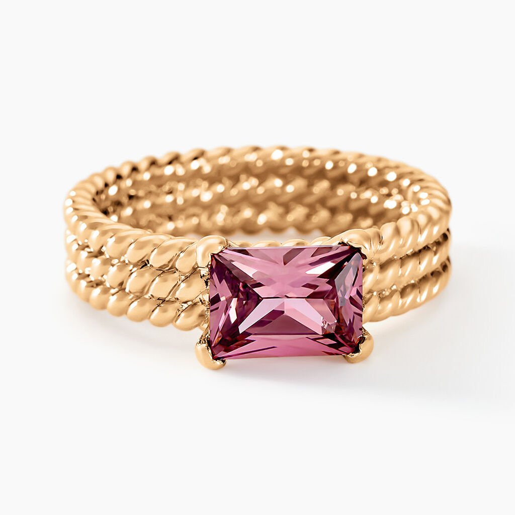 Bague Luccia Plaqu&eacute; Or Dor&eacute; Pierre D'imitation - Bagues solitaires Femme | Histoire d&rsquo;Or