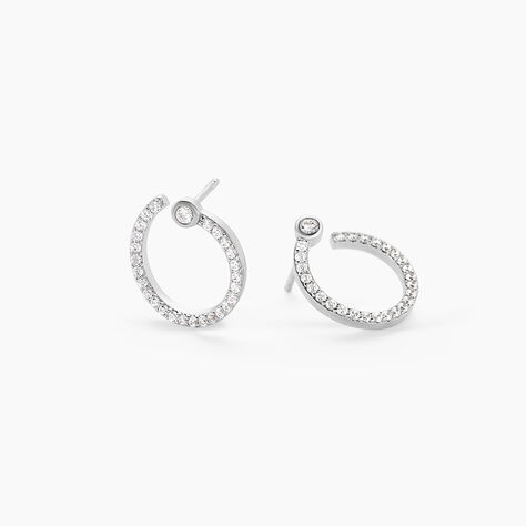 Boucles D'oreilles Puces Raffaela Argent Blanc Oxyde De Zirconium - Boucles d'oreilles fantaisie Femme | Histoire d&rsquo;Or