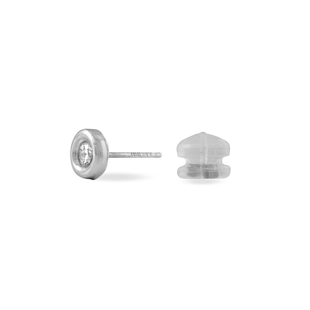 Boucles D'oreilles Puces Eden Serti Pneu Or Blanc Oxyde De Zirconium - Clous d'oreilles Femme | Histoire d’Or