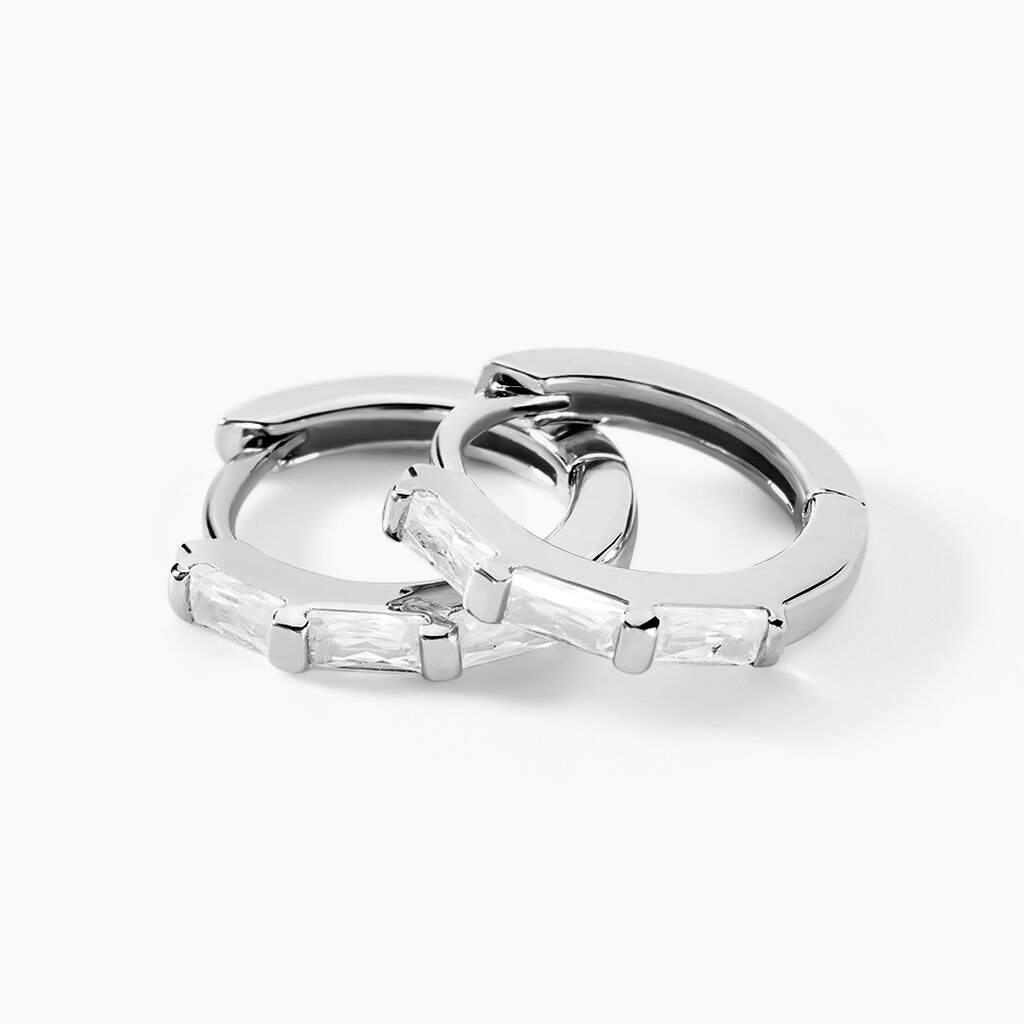 Cr&eacute;oles Gladdie Argent Blanc Oxyde De Zirconium - Boucles d'oreilles cr&eacute;oles Femme | Histoire d&rsquo;Or