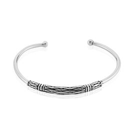Bracelet Jonc Mike Argent Blanc - Bracelets joncs Homme | Histoire d’Or
