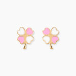 Boucles D'oreilles Puces Trefle Email Or Jaune - Clous d'oreilles Enfant | Histoire d&rsquo;Or