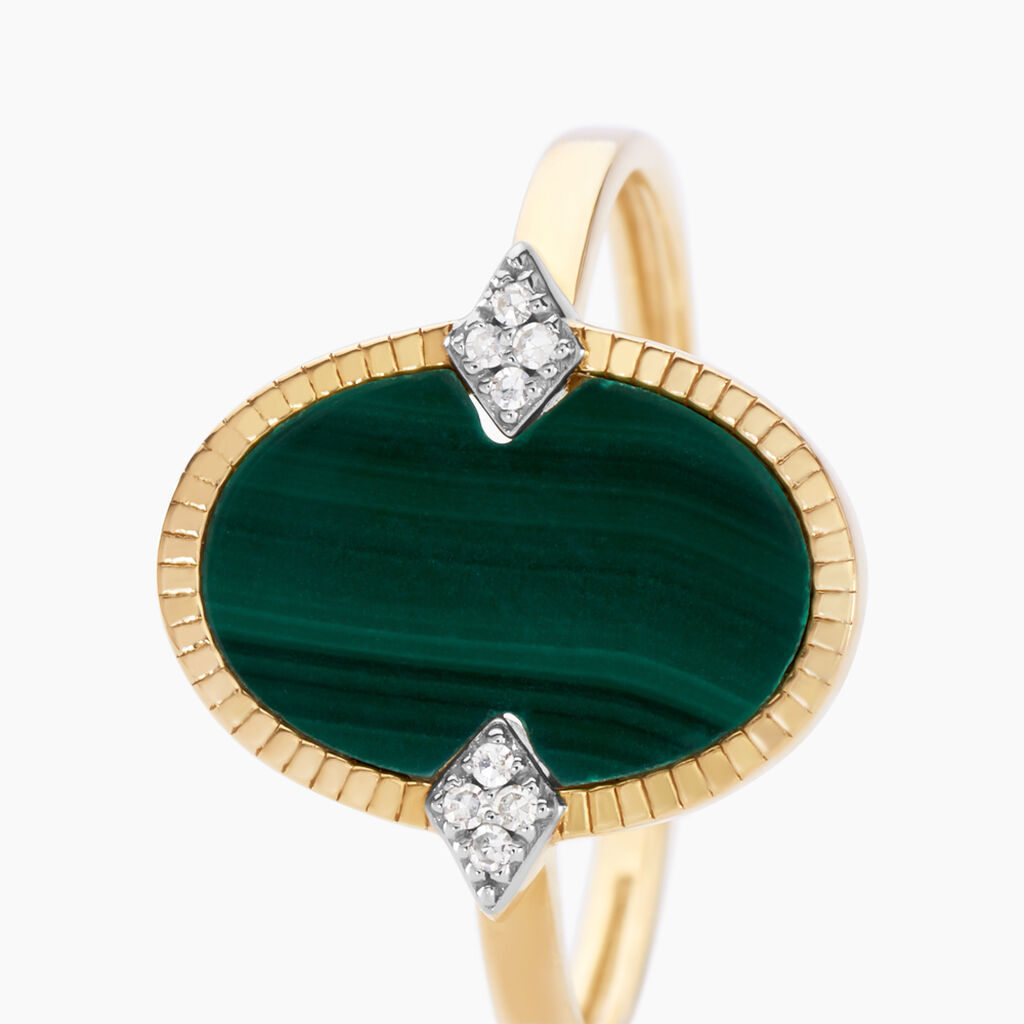 Bague Tahina Or Jaune Malachite Diamant - Bagues solitaires Femme | Histoire d’Or