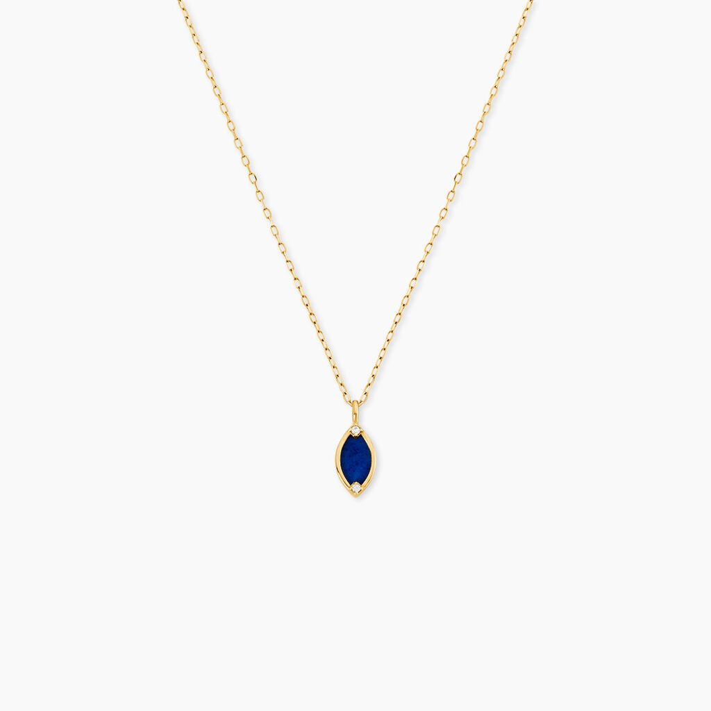 Collier Lucky Gems Or Jaune Lapis Lazuli Oxyde De Zirconium - F&ecirc;te des m&egrave;res Femme | Histoire d&rsquo;Or
