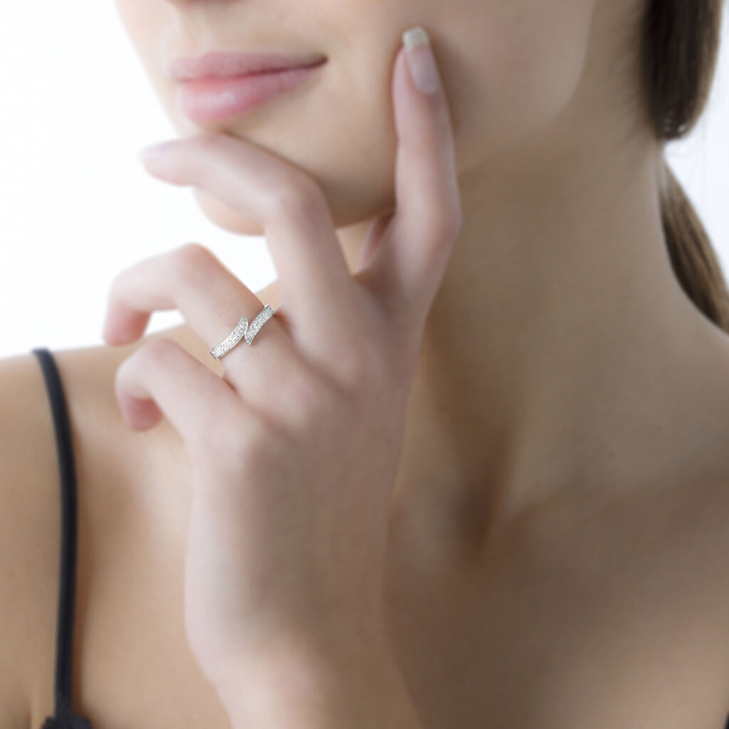 Bague Shahida Or Blanc Diamant - Bagues avec pierre Femme | Histoire d’Or