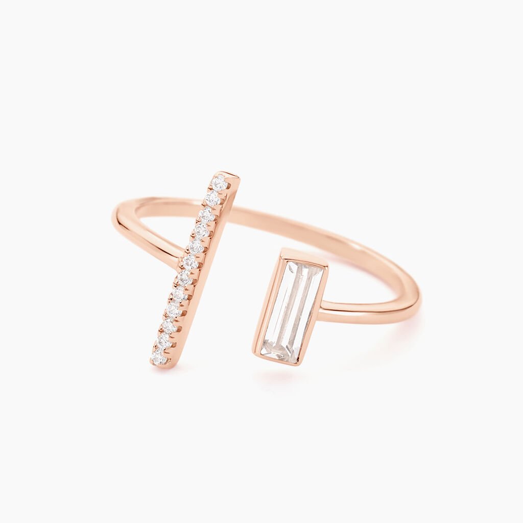 Bague Tea Argent Blanc Rose Oxyde De Zirconium - Bagues avec pierre Femme | Histoire d&rsquo;Or