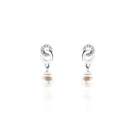 Boucles D'oreilles Pendantes Anilie Argent Blanc Perle D'imitation - Boucles d'oreilles fantaisie Femme | Histoire d’Or