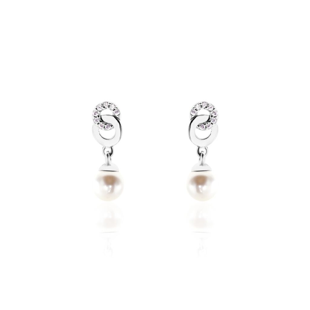 Boucles D'oreilles Pendantes Anilie Argent Blanc Perle D'imitation - Boucles d'oreilles fantaisie Femme | Histoire d’Or