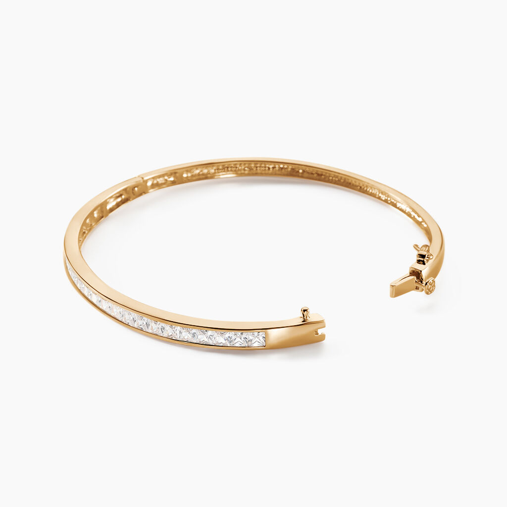 Bracelet Jonc Frieda Plaqu&eacute; Or Jaune Oxyde De Zirconium - Bracelets joncs Femme | Histoire d&rsquo;Or