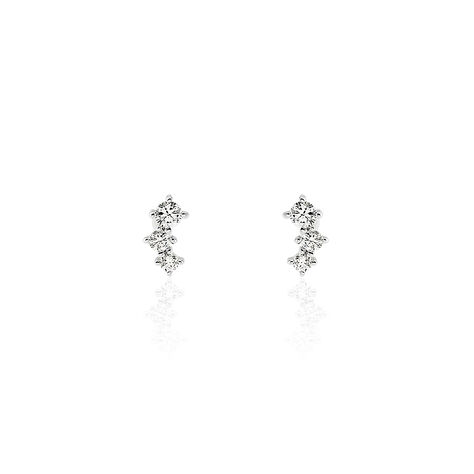Boucles D'oreilles Puces Kyoto Or Blanc Oxyde De Zirconium - Clous d'oreilles Femme | Histoire d’Or