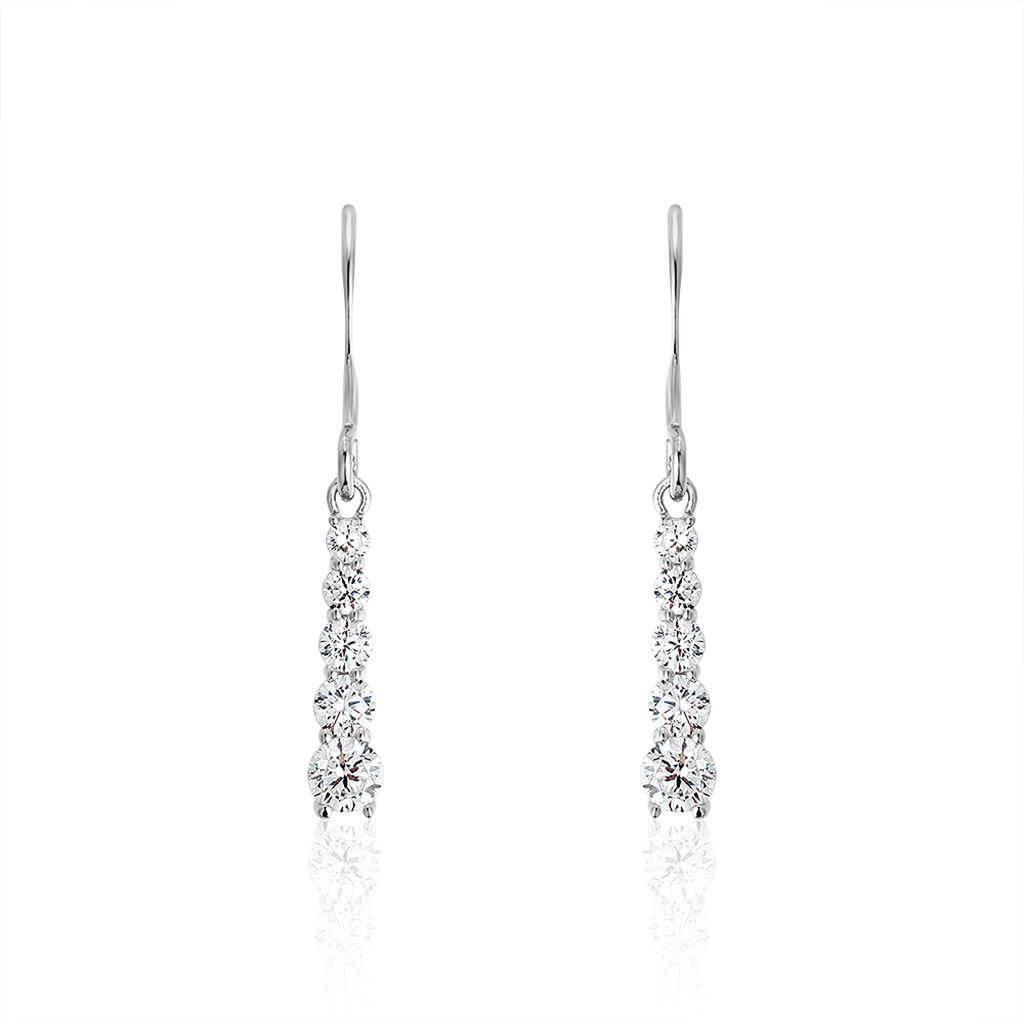 Boucles D'oreilles Pendantes Argent Blanc Henriet Oxyde De Zirconium - Boucles d'oreilles fantaisie Femme | Histoire d’Or