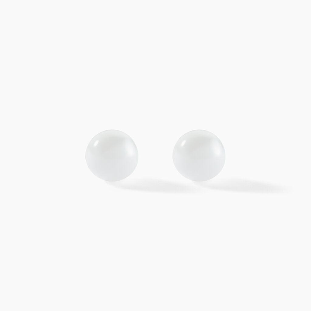 Boucles D'oreilles Puces Solene Argent Blanc Céramique - Boucles d'oreilles fantaisie Femme | Histoire d’Or