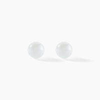Boucles D'oreilles Puces Solene Argent Blanc Céramique