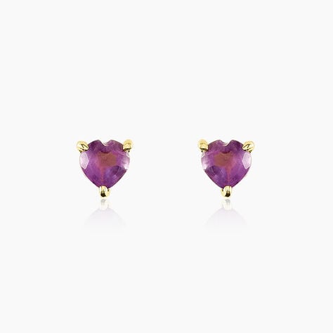 Boucles D'oreilles Puces Pasilla Or Jaune Améthyste - Clous d'oreilles Femme | Histoire d’Or