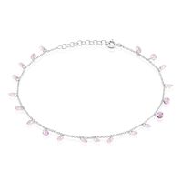 Chaîne De Cheville Carolaine Argent Blanc Oxyde De Zirconium