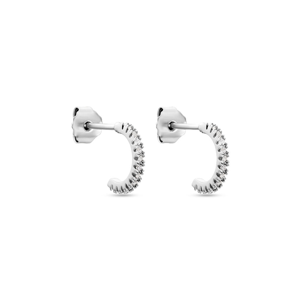 Créoles Alvah Argent Blanc Oxyde De Zirconium - Boucles d'oreilles créoles Femme | Histoire d’Or