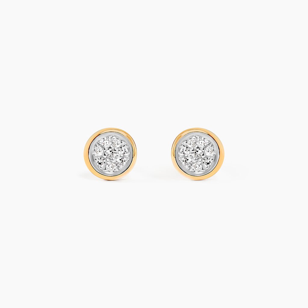 Boucles D'oreilles Puces Or Jaune Diamants - Clous d'oreilles Femme | Histoire d&rsquo;Or