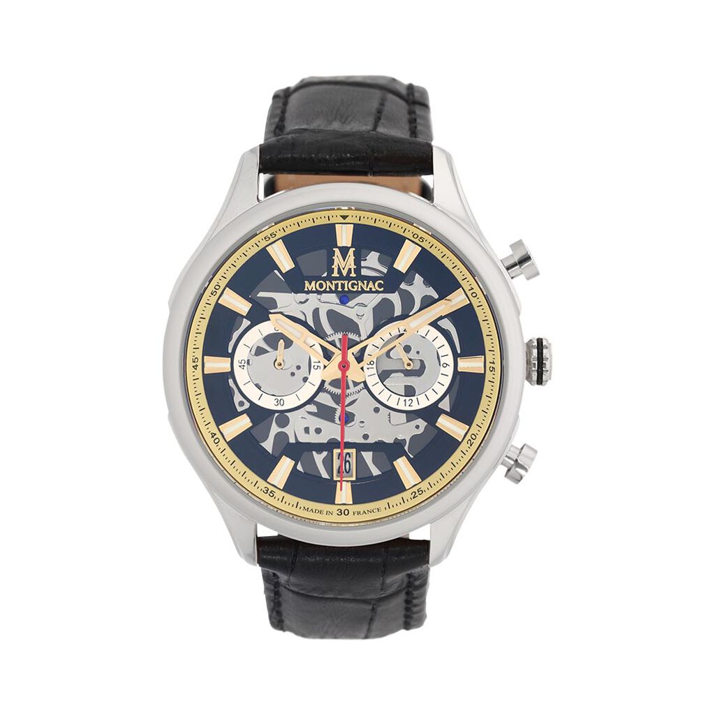 Montre Montignac Round Multifonction Noir - Montres Homme | Histoire d’Or