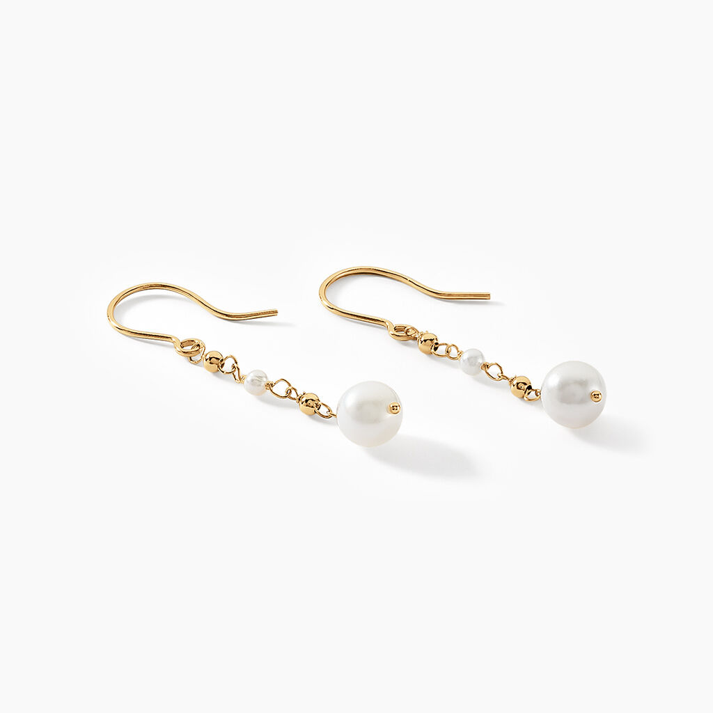 Boucles D'oreilles Pendantes Bindy Or Jaune Perle De Culture - Boucles d'oreilles pendantes Femme | Histoire d’Or