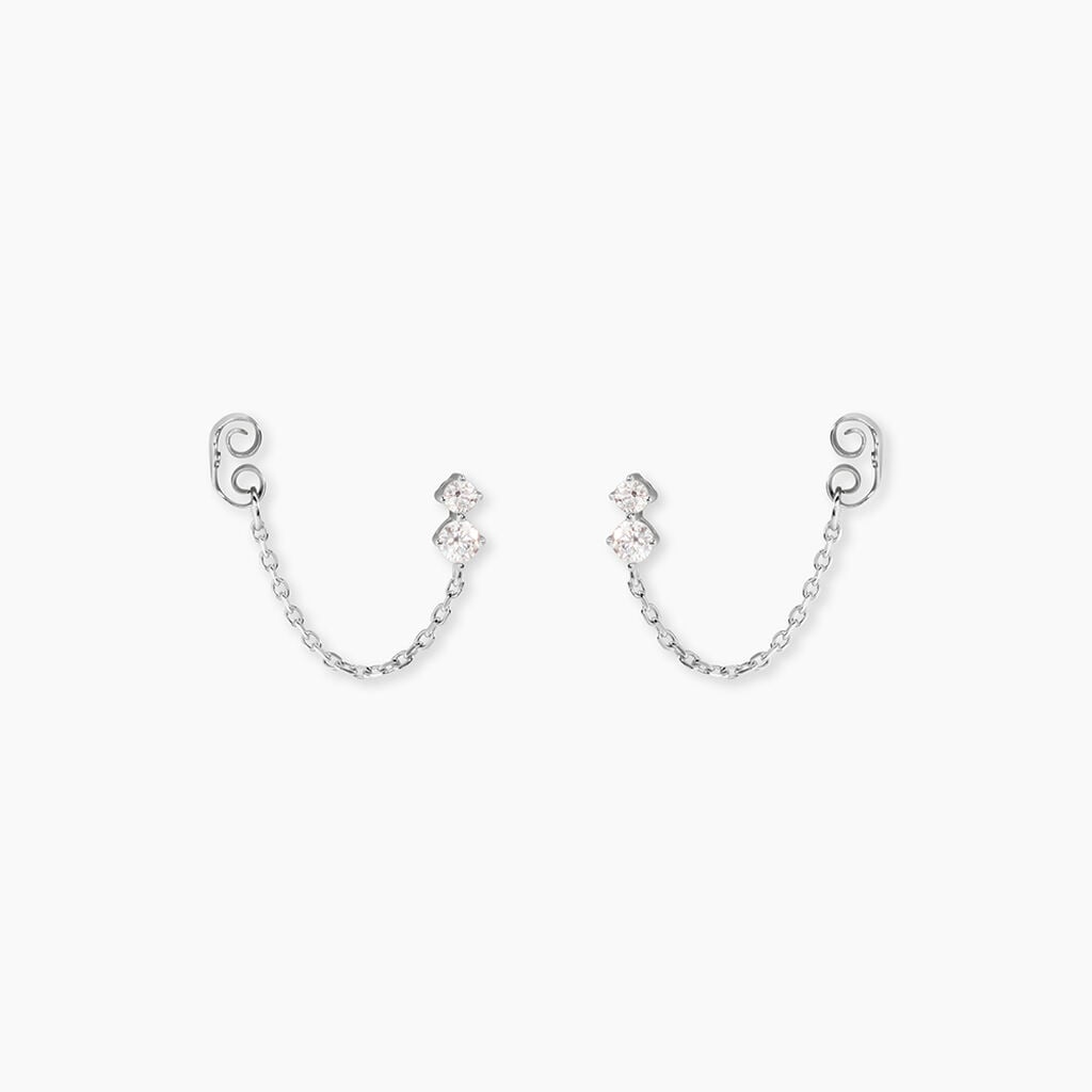Boucles D'Oreilles Pendantes Ma&euml;l Argent Blanc Oxyde De Zirconium - Boucles d'oreilles fantaisie Femme | Histoire d&rsquo;Or