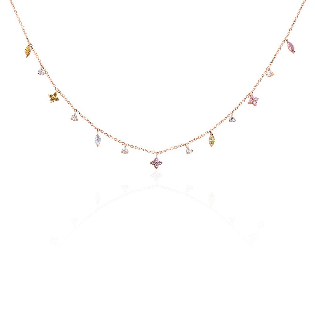 Collier Nimbe Argent Rose Oxyde De Zirconium